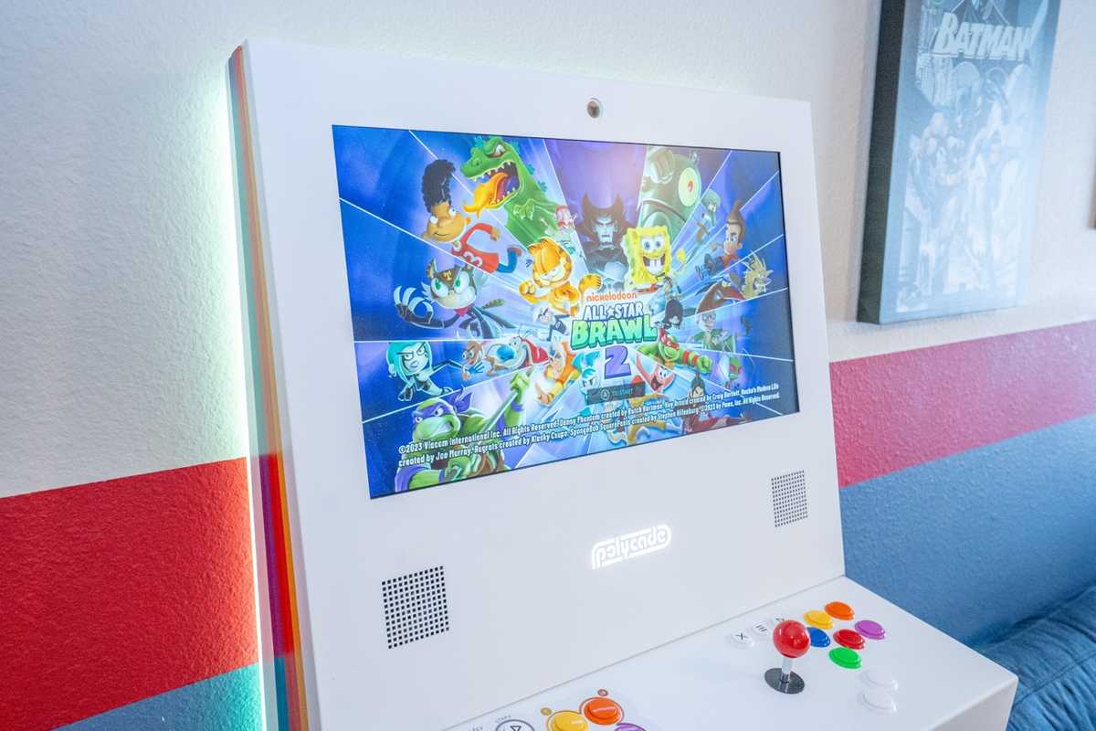 Nickelodeon All-Star Brawl 2 splash screen on the Polycade arcade at Parkside Retreat