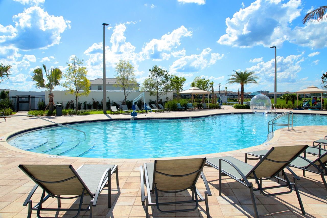 Resort pool and water slide at Storey Lake