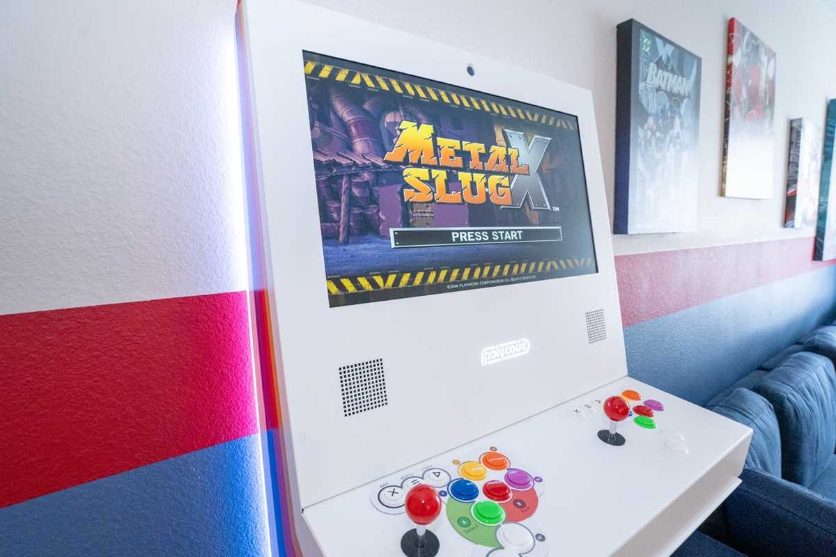 Metal Slug X title screen on the Polycade arcade at Parkside Retreat Orlando vacation rental