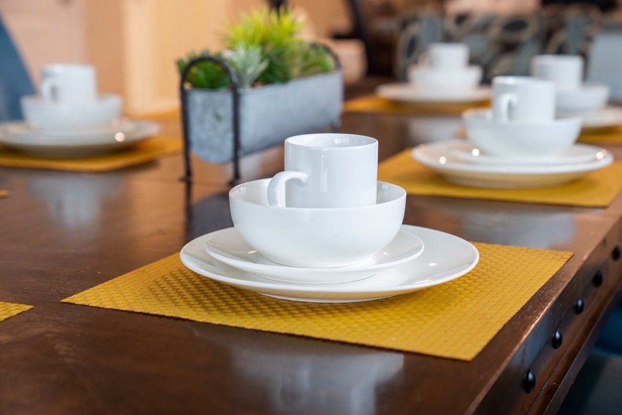 Complete dinnerware set at Orlando vacation rental