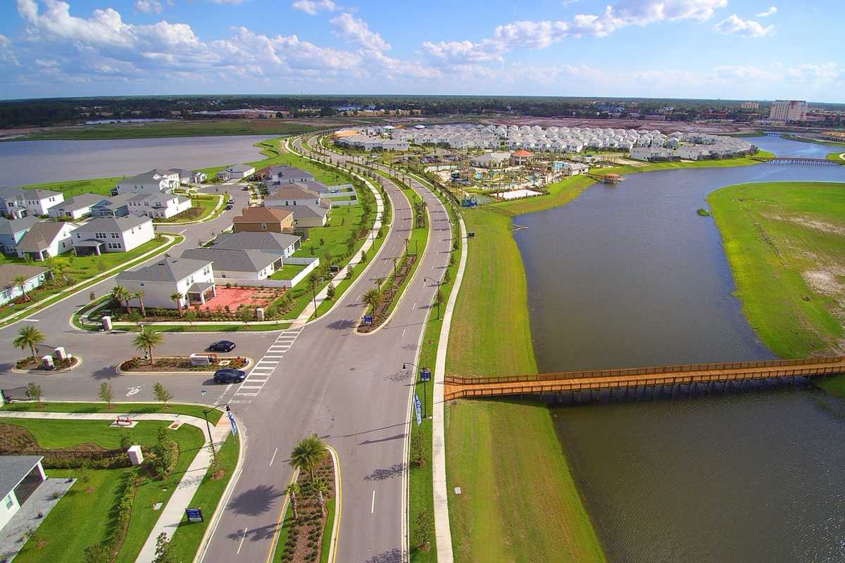 Aerial view of the Storey Lake Resort gated community in Kissimmee, Florida