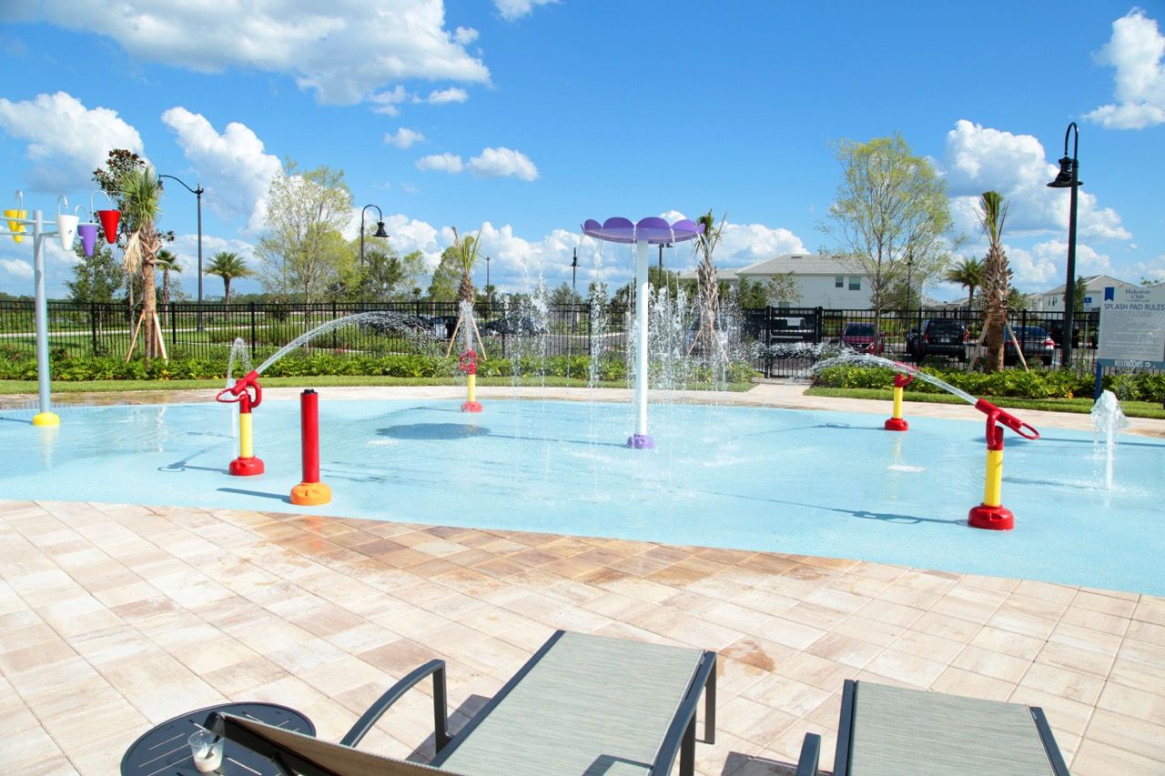 Kids splash pad at Storey Lake Resort